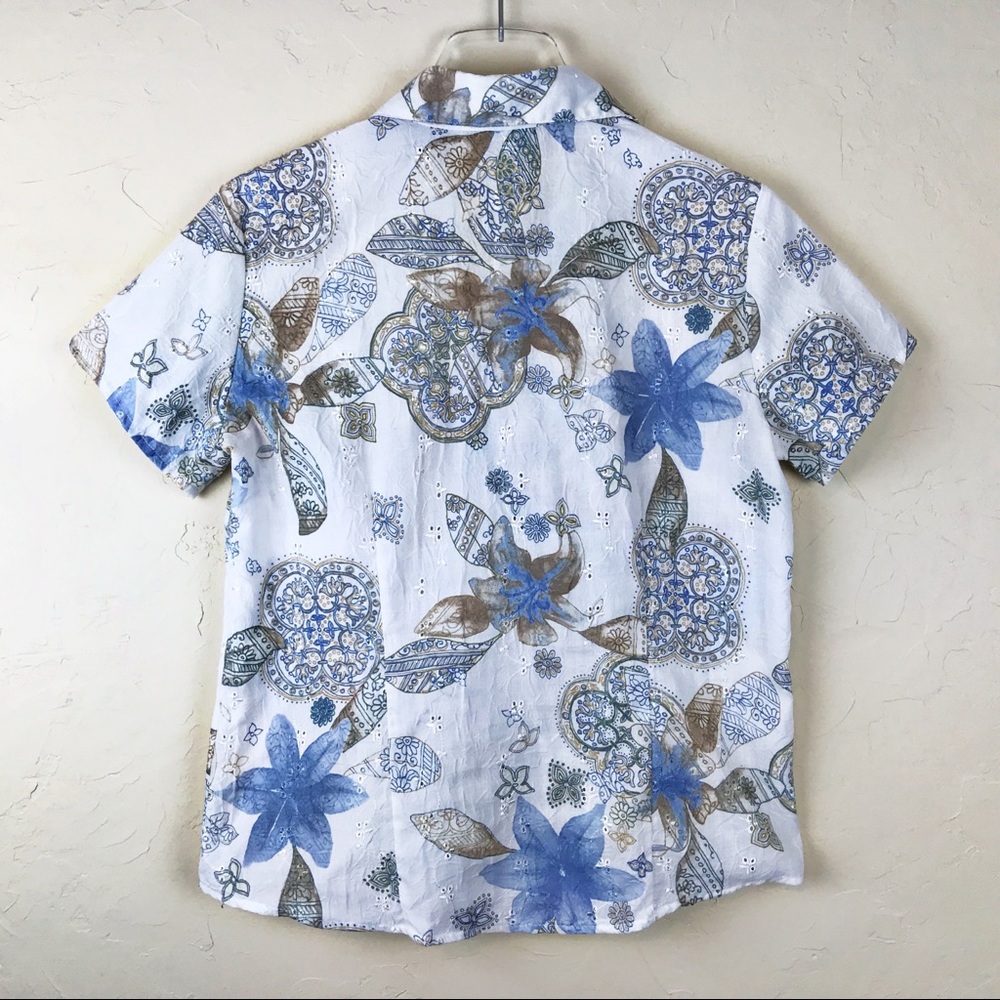 LEMONGRASS White Floral Button Front Eyelet S - Picture 4 of 5